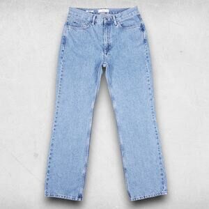 Mango Matilda Jeans Women 8 Lt Blue Wide Leg 70s Boho Contemporary Rugged Denim